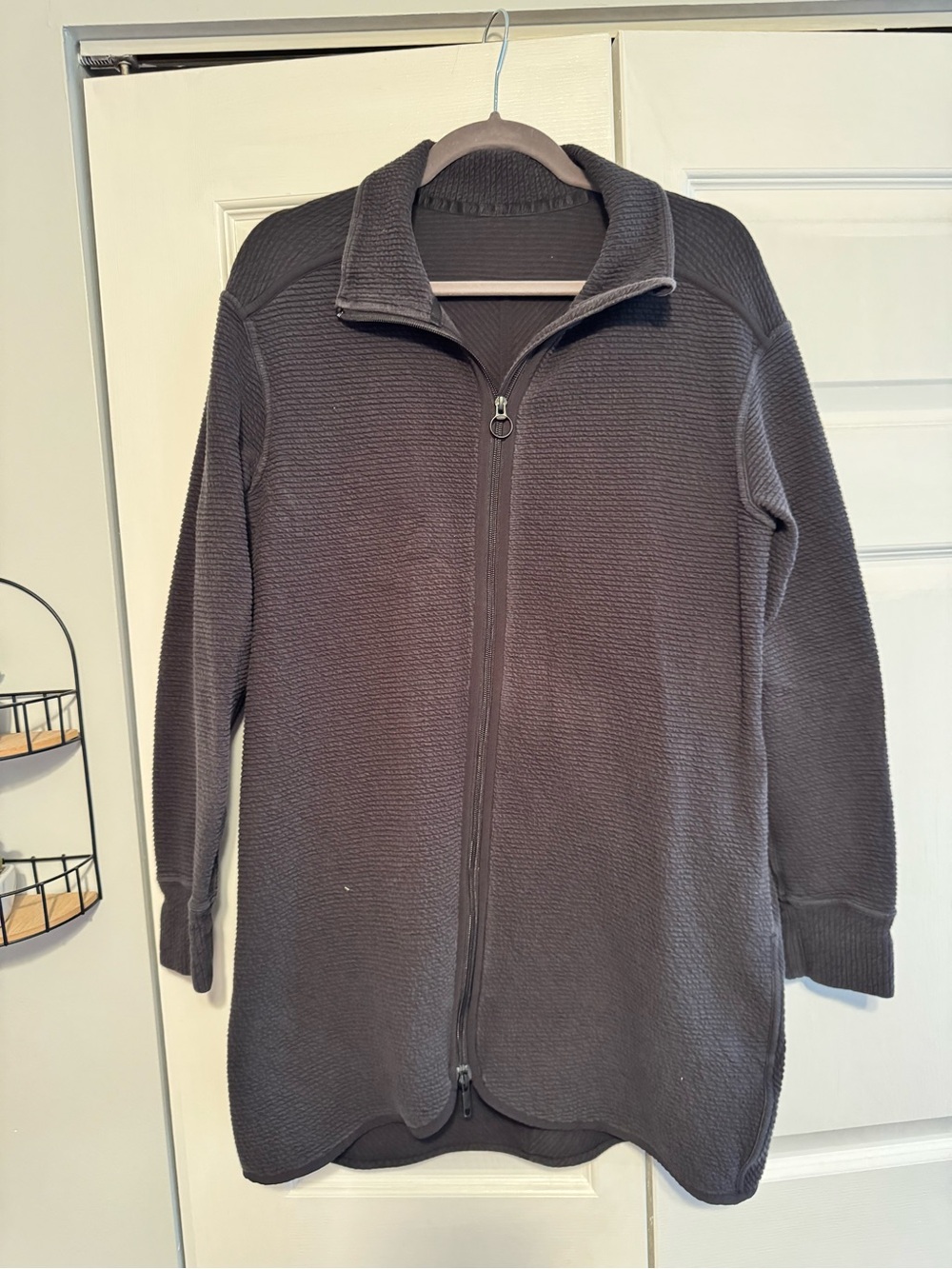 Lululemon Black Charcoal Full-Zip Textured Cardigan Sweater